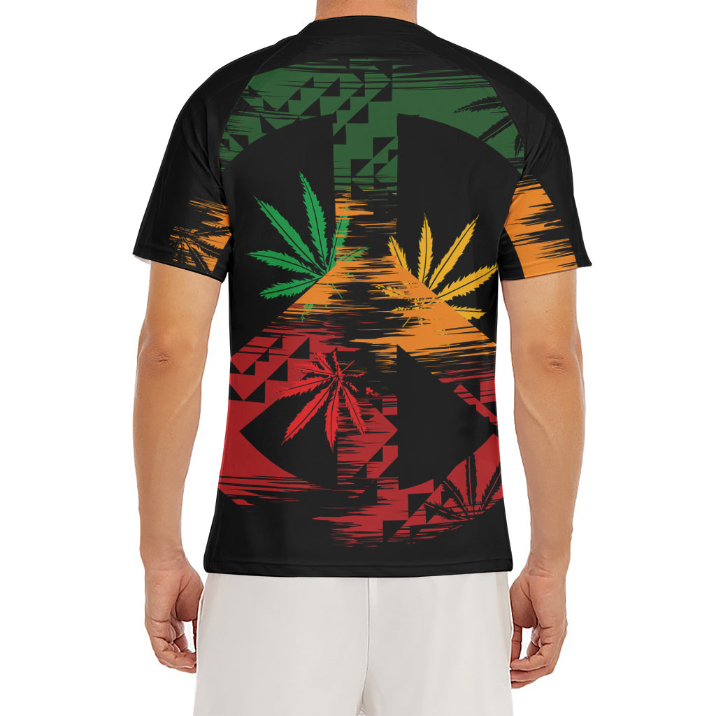 Rasta Peace Sign Print Men's Short Sleeve Rash Guard