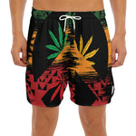 Rasta Peace Sign Print Men's Split Running Shorts