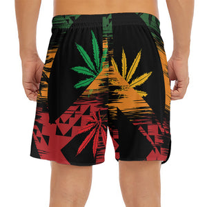 Rasta Peace Sign Print Men's Split Running Shorts