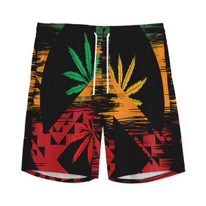 Rasta Peace Sign Print Men's Sports Shorts