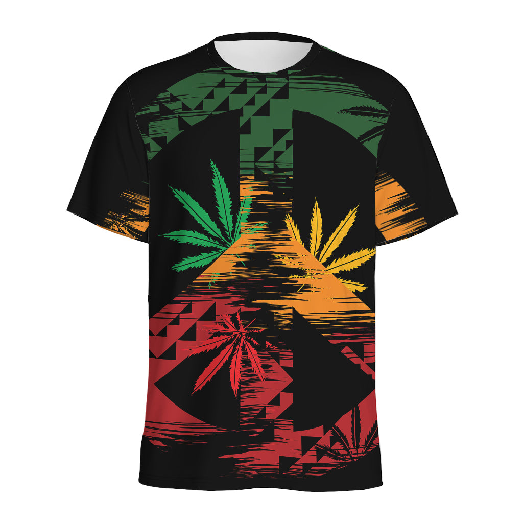 Rasta Peace Sign Print Men's Sports T-Shirt
