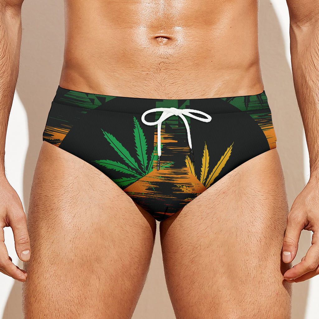 Rasta Peace Sign Print Men's Swim Briefs