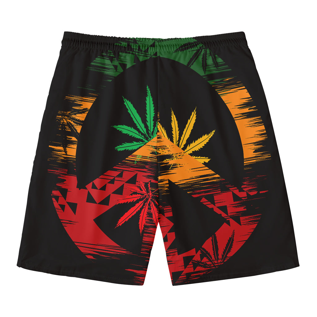 Rasta Peace Sign Print Men's Swim Trunks