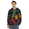 Rasta Peace Sign Print Men's Velvet Pullover Hoodie