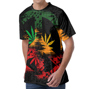 Rasta Peace Sign Print Men's Velvet T-Shirt