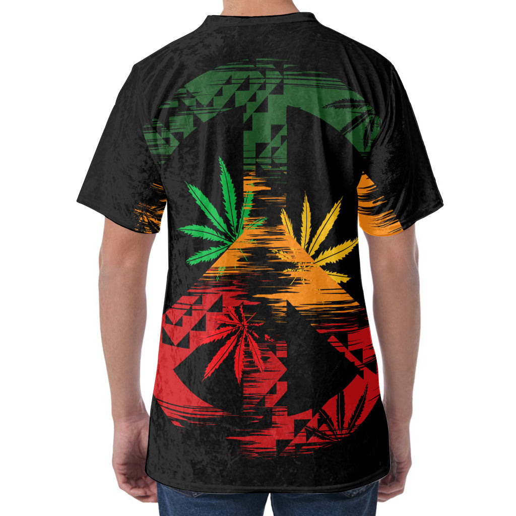 Rasta Peace Sign Print Men's Velvet T-Shirt