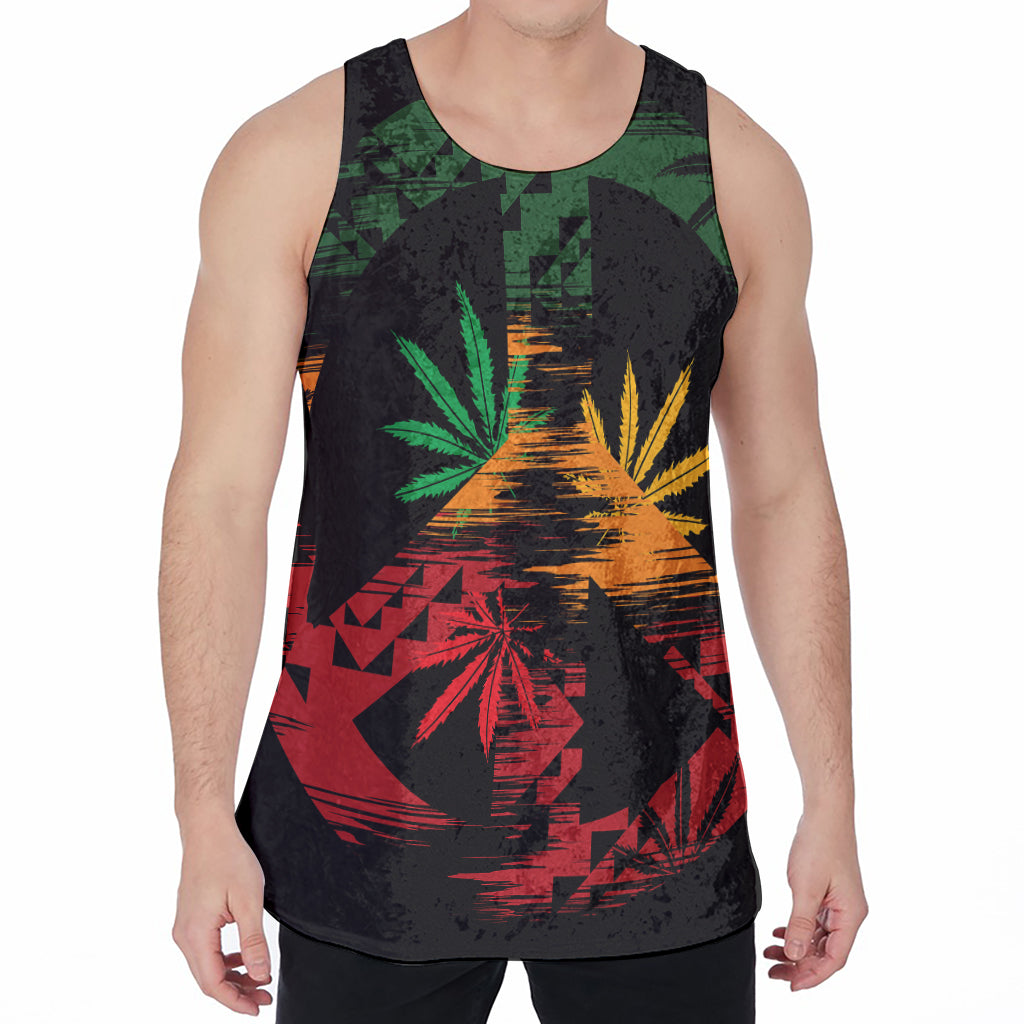 Rasta Peace Sign Print Men's Velvet Tank Top