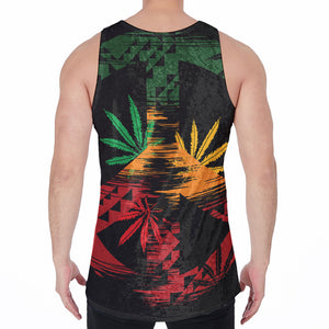 Rasta Peace Sign Print Men's Velvet Tank Top