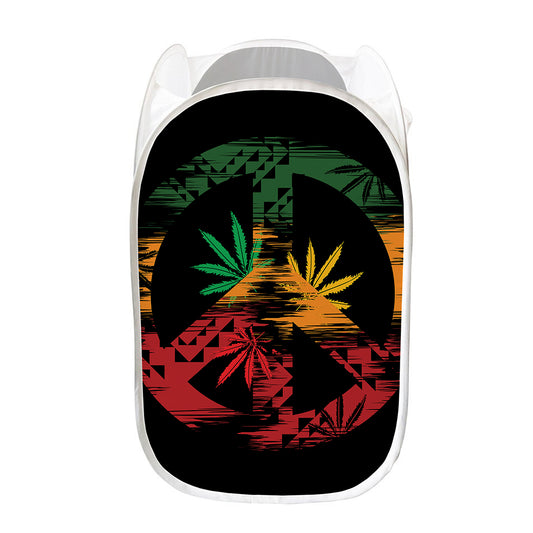 Rasta Peace Sign Print Mesh Laundry Hamper