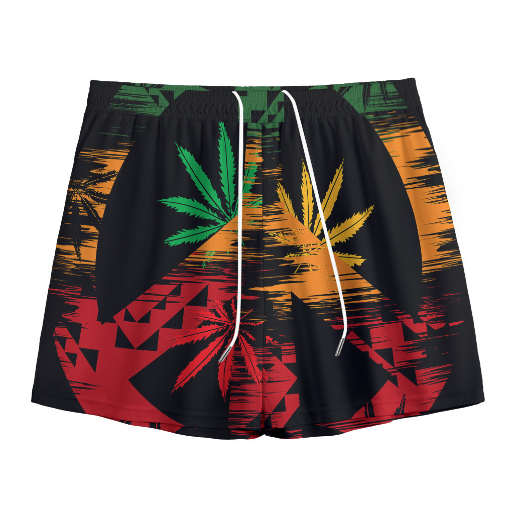 Rasta Peace Sign Print Mesh Shorts