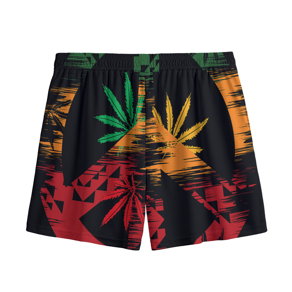 Rasta Peace Sign Print Mesh Shorts