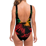 Rasta Peace Sign Print One Piece Swimsuit