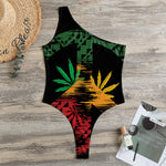 Rasta Peace Sign Print One Shoulder Bodysuit