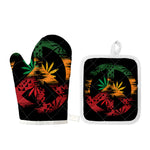 Rasta Peace Sign Print Oven Mitt And Pot Holder Set