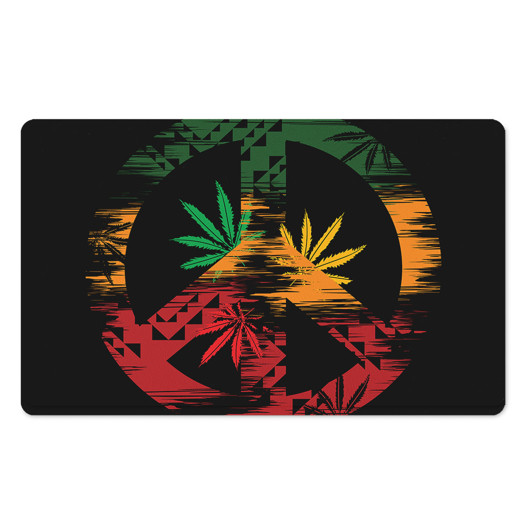 Rasta Peace Sign Print Polyester Doormat