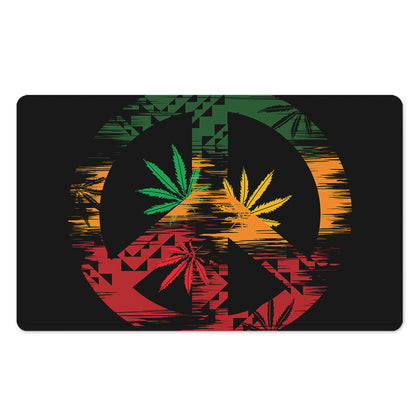 Rasta Peace Sign Print Polyester Doormat