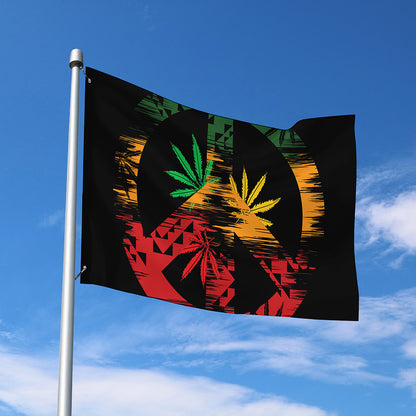 Rasta Peace Sign Print Polyester Flag