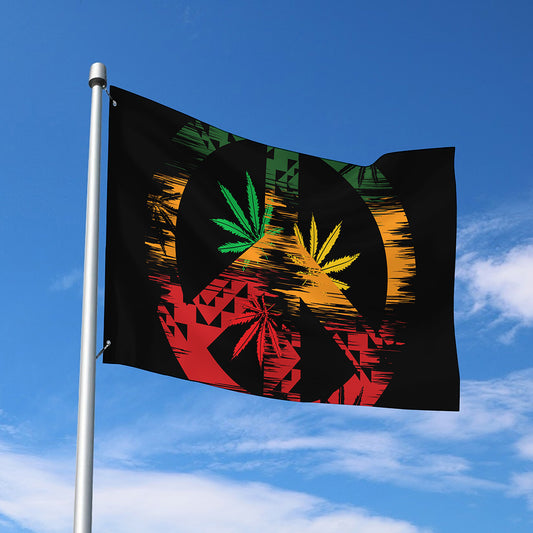 Rasta Peace Sign Print Polyester Flag