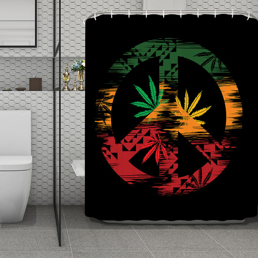 Rasta Peace Sign Print Polyester Shower Curtain
