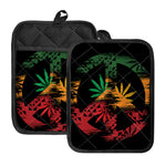 Rasta Peace Sign Print Pot Holders With Pocket