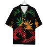 Rasta Peace Sign Print Rayon Hawaiian Shirt