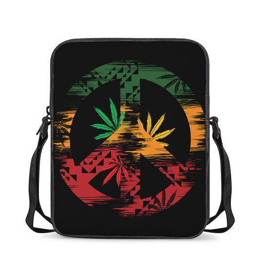 Rasta Peace Sign Print Rectangular Crossbody Bag
