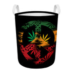 Rasta Peace Sign Print Round Laundry Basket