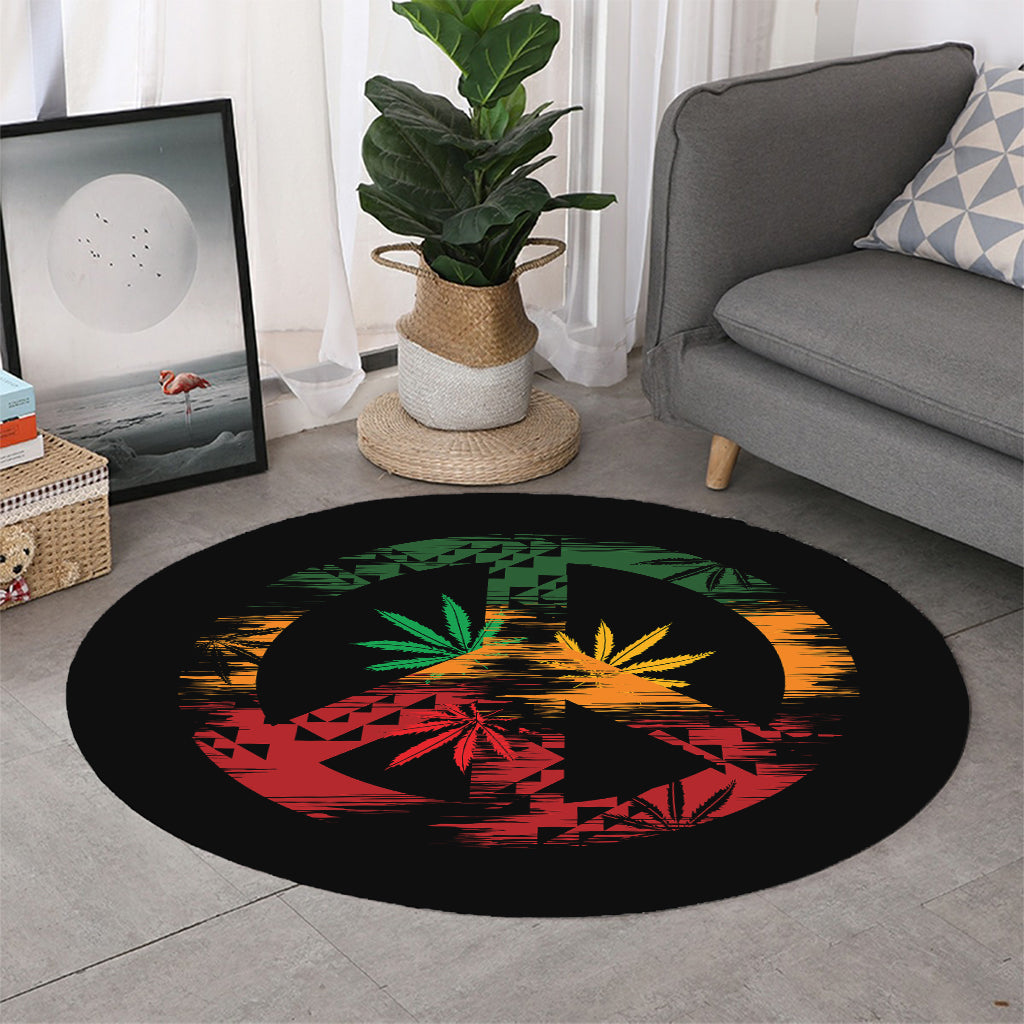 Rasta Peace Sign Print Round Rug