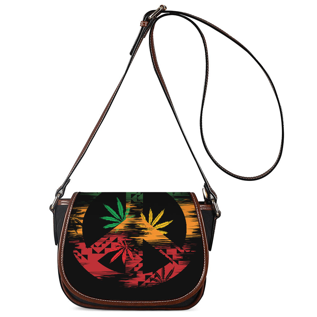 Rasta Peace Sign Print Saddle Bag