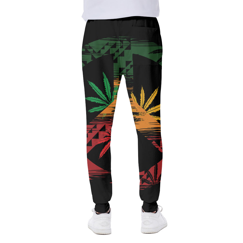 Rasta Peace Sign Print Scuba Joggers