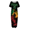 Rasta Peace Sign Print Short Sleeve Long Nightdress