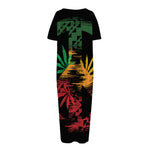 Rasta Peace Sign Print Short Sleeve Long Nightdress