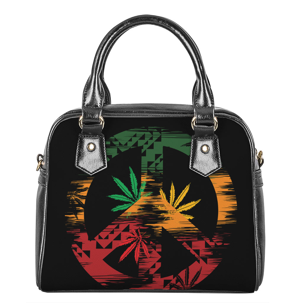 Rasta Peace Sign Print Shoulder Handbag