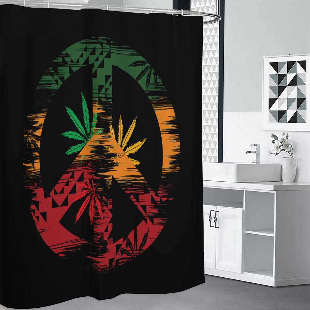 Rasta Peace Sign Print Shower Curtain