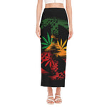 Rasta Peace Sign Print Side Slit Maxi Skirt