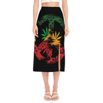 Rasta Peace Sign Print Side Slit Midi Skirt