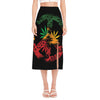 Rasta Peace Sign Print Side Slit Midi Skirt