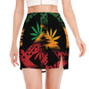 Rasta Peace Sign Print Side Slit Mini Skirt