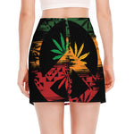 Rasta Peace Sign Print Side Slit Mini Skirt