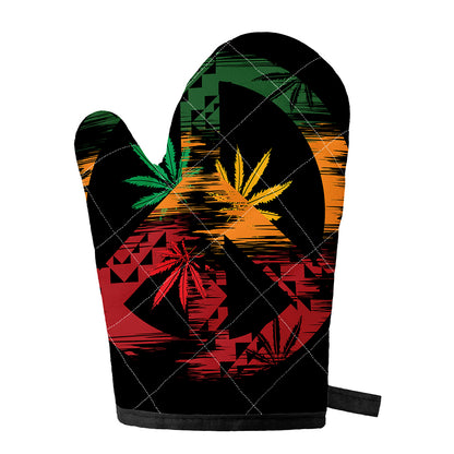 Rasta Peace Sign Print Single Oven Mitt