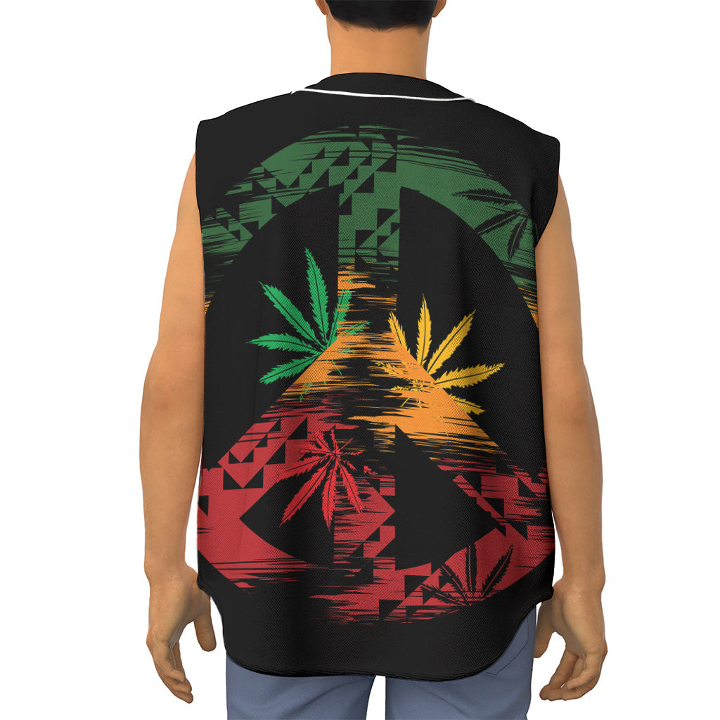 Rasta Peace Sign Print Sleeveless Baseball Jersey