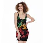 Rasta Peace Sign Print Sleeveless Bodycon Dress