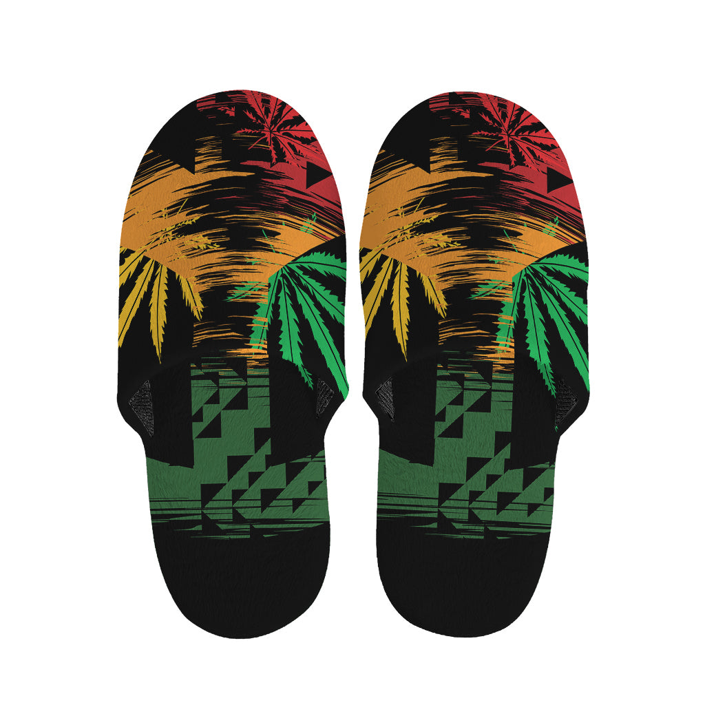 Rasta Peace Sign Print Slippers