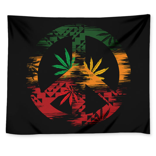 Rasta Peace Sign Print Tapestry