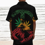 Rasta Peace Sign Print Textured Short Sleeve Shirt