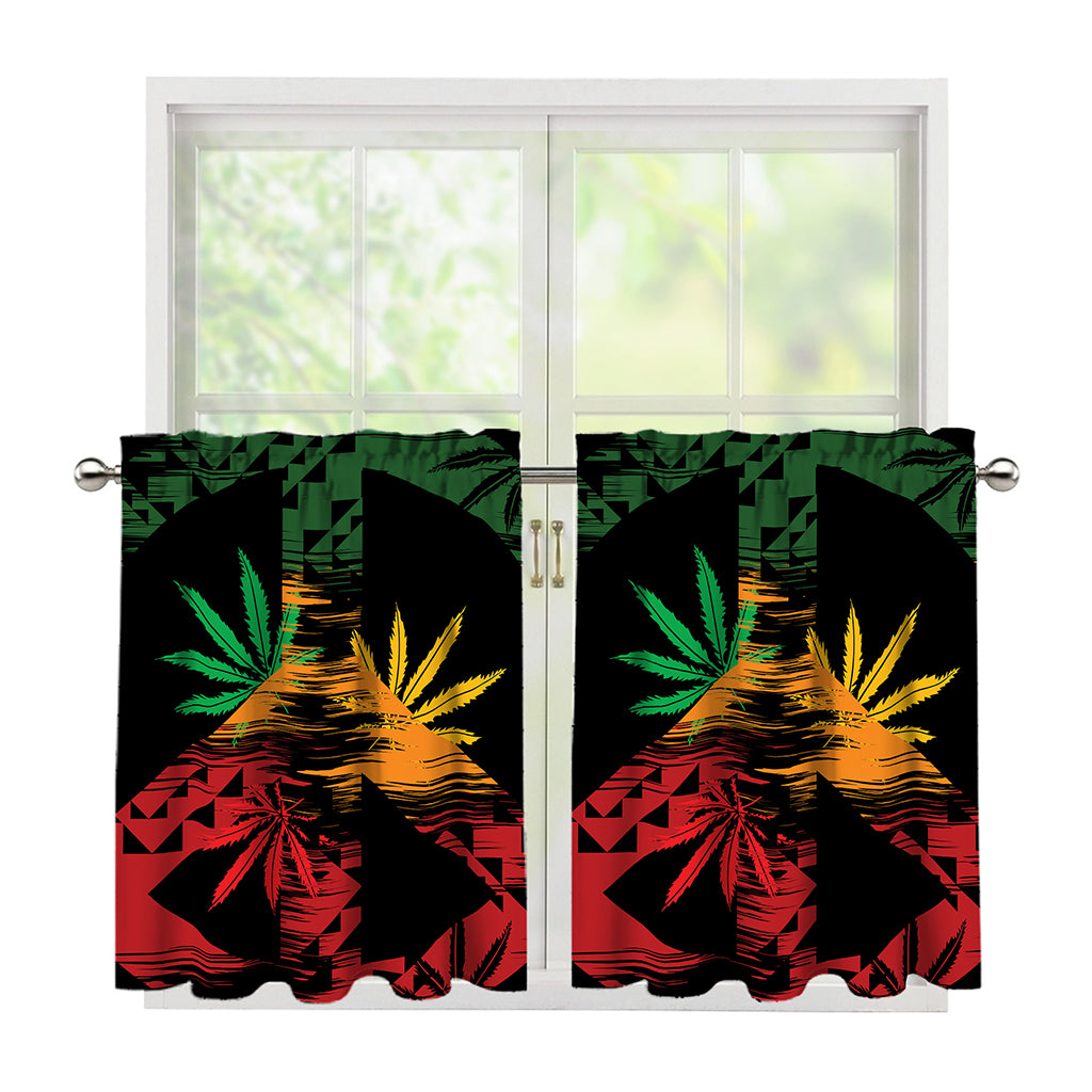 Rasta Peace Sign Print Tier Curtains