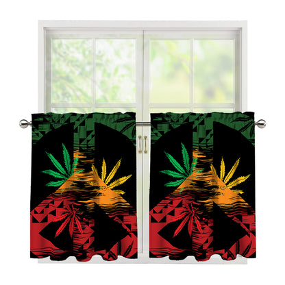 Rasta Peace Sign Print Tier Curtains