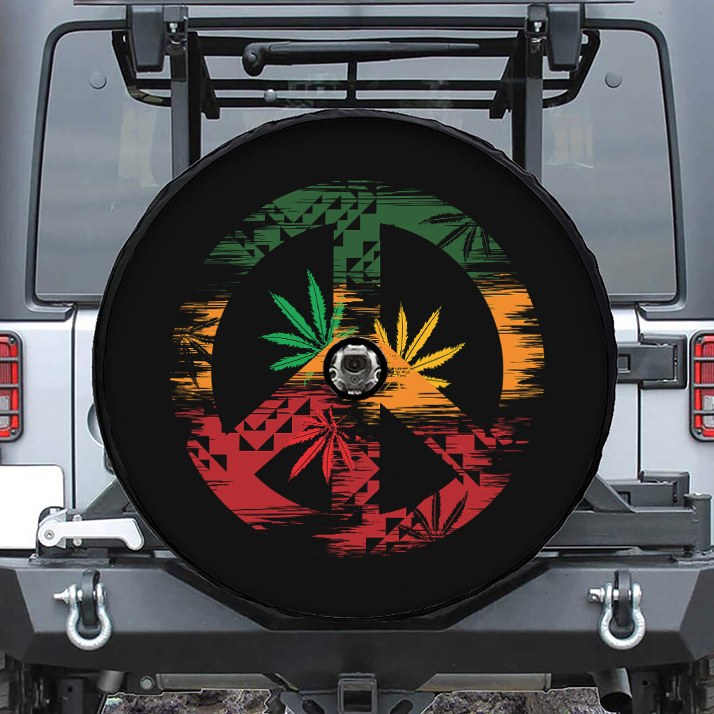 Rasta Peace Sign Print Tire Cover With Camera Hole