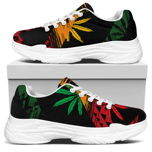 Rasta Peace Sign Print White Chunky Shoes