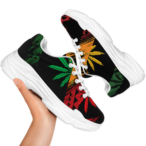 Rasta Peace Sign Print White Chunky Shoes